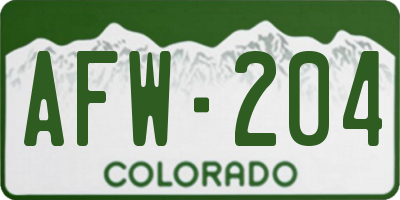 CO license plate AFW204