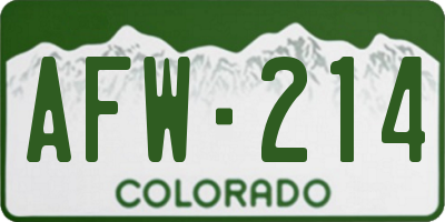 CO license plate AFW214
