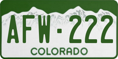 CO license plate AFW222