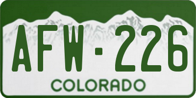 CO license plate AFW226