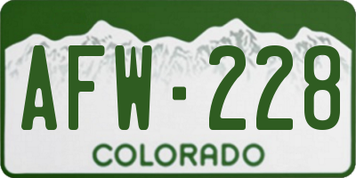 CO license plate AFW228