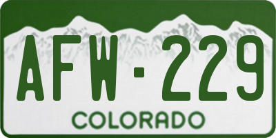 CO license plate AFW229