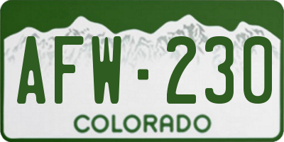 CO license plate AFW230