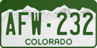 CO license plate AFW232