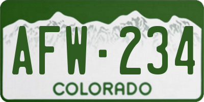 CO license plate AFW234