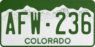CO license plate AFW236