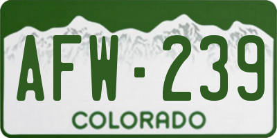 CO license plate AFW239