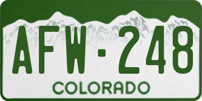 CO license plate AFW248