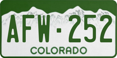 CO license plate AFW252