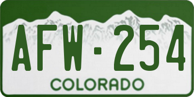 CO license plate AFW254