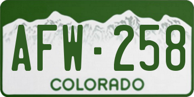 CO license plate AFW258