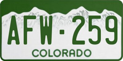 CO license plate AFW259