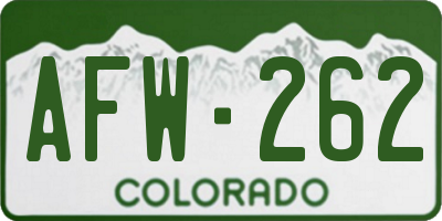 CO license plate AFW262