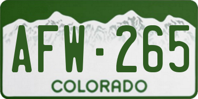 CO license plate AFW265