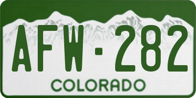 CO license plate AFW282