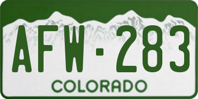 CO license plate AFW283