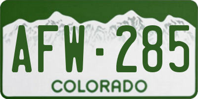CO license plate AFW285