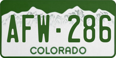 CO license plate AFW286
