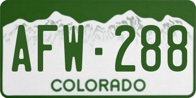 CO license plate AFW288