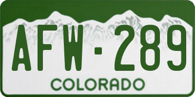 CO license plate AFW289