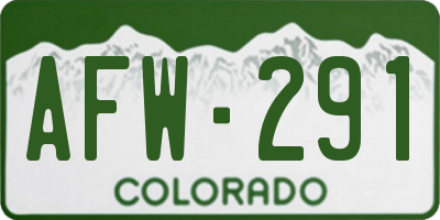 CO license plate AFW291