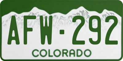 CO license plate AFW292