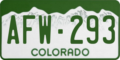 CO license plate AFW293