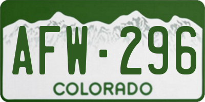 CO license plate AFW296