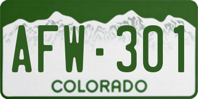 CO license plate AFW301