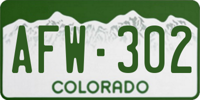 CO license plate AFW302