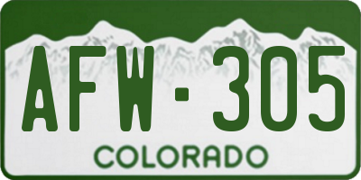 CO license plate AFW305