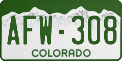 CO license plate AFW308