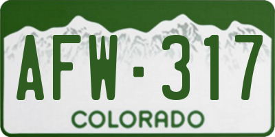 CO license plate AFW317