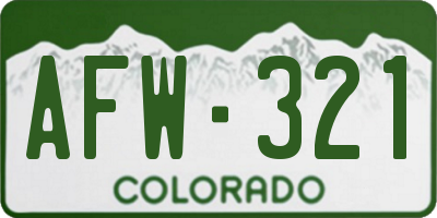 CO license plate AFW321