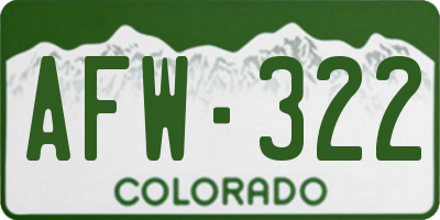 CO license plate AFW322