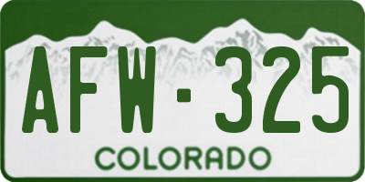 CO license plate AFW325