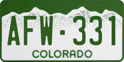 CO license plate AFW331