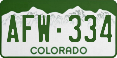 CO license plate AFW334