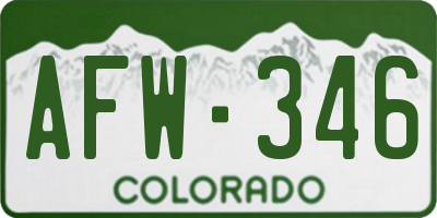 CO license plate AFW346