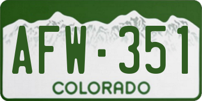 CO license plate AFW351