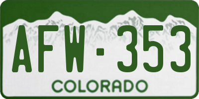 CO license plate AFW353