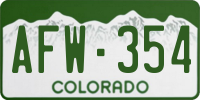 CO license plate AFW354