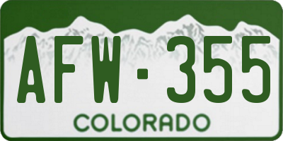 CO license plate AFW355