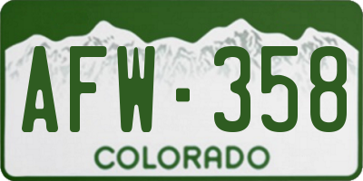 CO license plate AFW358