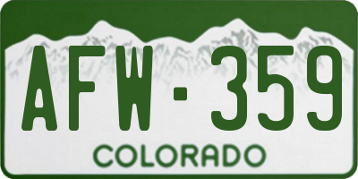 CO license plate AFW359