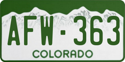 CO license plate AFW363