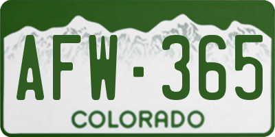 CO license plate AFW365