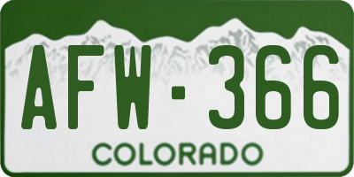 CO license plate AFW366