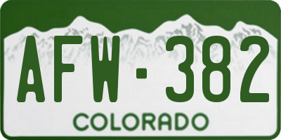 CO license plate AFW382