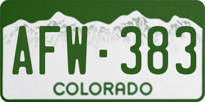 CO license plate AFW383